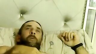Fat amateur guy blows hairy cock and receives a big load
