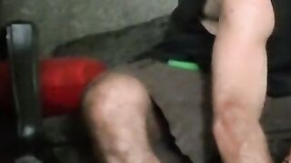 Fat amateur guy blows hairy cock and receives a big load