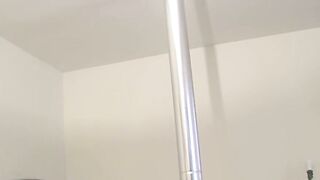 Pole dance show and jerk off with horny young straight stud