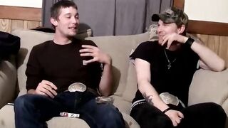 Ty and his buddy get naked and start stroking their cocks