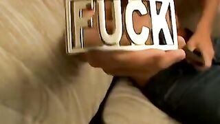 Hot looking straight dude jerking it off for the camera