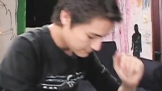 Cute Latino twink fucked bareback after passionate blowjob