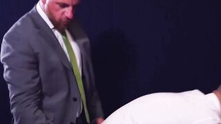 Horny suited stud Bastian Karim fucked hardcore bareback