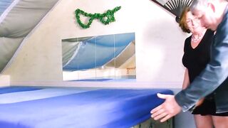 Vulgar German housewife seduces the craftsman