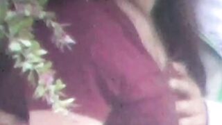 Voyeur records Japanese chick fucking and blowing outside
