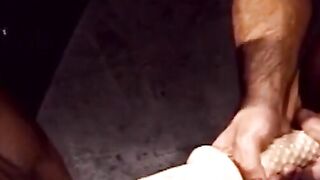 CentralFisting.com - Black gay's tight ass stretched by a massive dildo in hardcore p