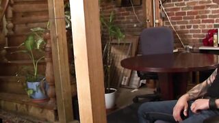 Tattooed hunk Derrick Hanson fucks a muscular jock in pounding bareback missionary