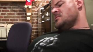 Tattooed hunk Derrick Hanson fucks a muscular jock in pounding bareback missionary