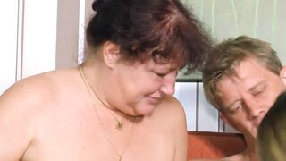German hubby has 3 way with ex-wife and cleaning lady