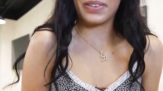 Skinny and small teen Bianca Bangs takes a big cum load from Billy Boston