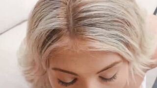 Tiny blonde Emma Bugg moans while dominant hung stud fucks her outdoor
