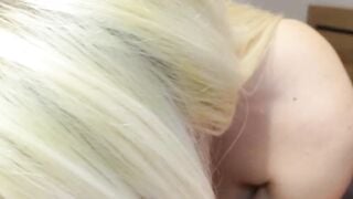 Blonde Woman Gets on Her Knees to Sucks Big Cock