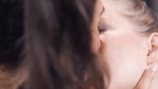 Cheerleaders Eliza Ibarra and Coco Lovelock squirt together after stretching
