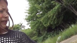 Hot babe close up pissing and pussy rubbing in playground