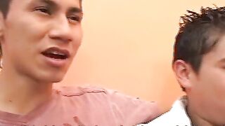 Lusty latino cock suckers have a massive anal sex party