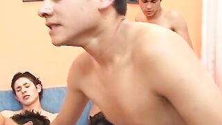 Lusty latino cock suckers have a massive anal sex party