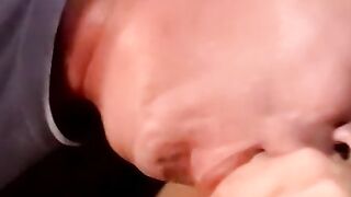 Young hairy amateur with glasses sucked dry by mature homo