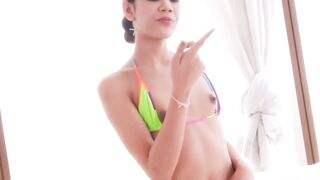 Beautiful ladyboy presenting her sweet ass and huge cock