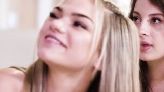 Slumber party with pretty babe Sarah Vandella and two others turned into a foursome