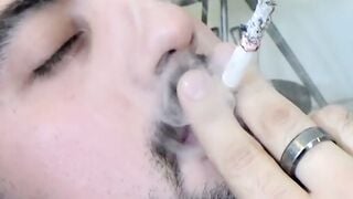 Horny Mason Lear showed his beautiful asshole while rocking his cock during his smoki