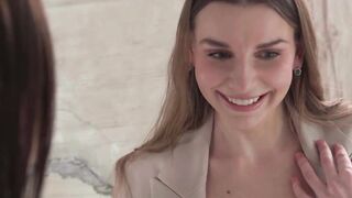 Gorgeous Czech Sabrisse makes out with a hot girl before licking her tight wet pussy