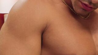 Cute hunk Damien Night caught naked and playing with himself by his next door buddy