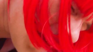 Man with wig has homosexual sex into high heels