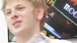 Sky Sylvanus a blonde twink plays his dick and jerks off solo