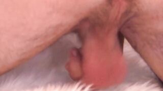 Cosplay twink presents huge balls prior to pulling dick