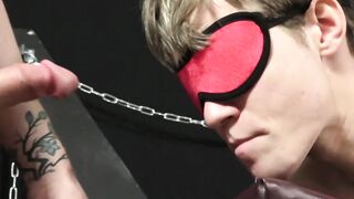 BDSM addicted teen James Stirling blindfolded and spanked
