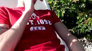 Gorgeous Ryan Connors jerked his smooth cock and shot his load in the ashtrayÂ 