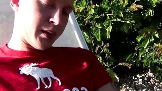 Gorgeous Ryan Connors jerked his smooth cock and shot his load in the ashtrayÂ 