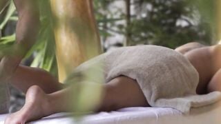 21Innocent.com - Busty blonde siren teases masseur with foot play outdoors