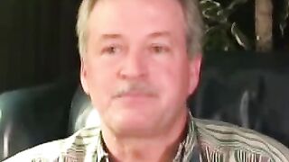 Older hairy man does solo interview and masturbates on cam