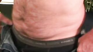 Older hairy man does solo interview and masturbates on cam