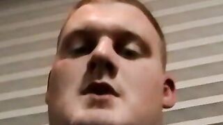 Amateur jerks off while black guy licks his cock and balls