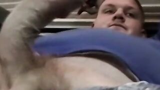 Amateur jerks off while black guy licks his cock and balls