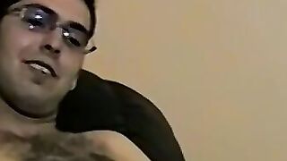 Tattooed amateur with glasses masturbates solo and cums