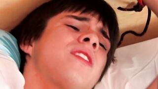 Submissive twink Kyler Moss spanked and ravaged by young gay