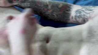 Tattooed young soldier Nickolai takes care of his private