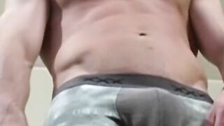 Masked muscular hunk masturbates after loosing game of cards