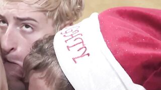 Bottom stepson facialized in hardcore step family threesome