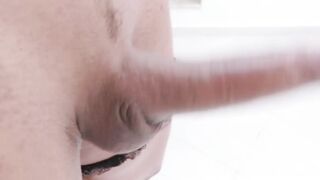 Horny shemale Jhoany Wilker plays with precum while wanking
