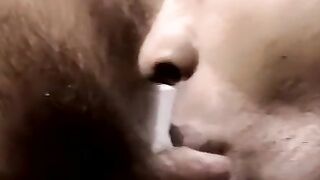 Kinky amateur gets warm facial after hot interracial blowjob