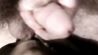 Kinky amateur gets warm facial after hot interracial blowjob