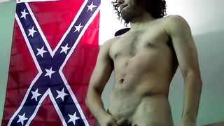 Solo amateur stud wanks off his hard cock and cums