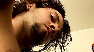 Horny handsome straight thug jerking off his fat meat stick