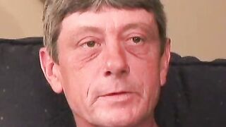 Skinny and handsome senior jerks off his cock after work
