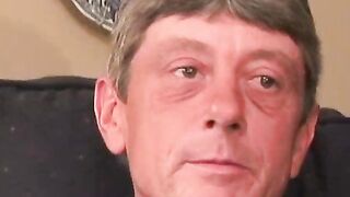 Skinny and handsome senior jerks off his cock after work