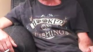 Skinny and handsome senior jerks off his cock after work